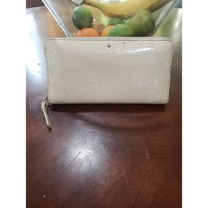 Kate Spade Beige Patent Leather Envelope Zipper Wallet Card Holder Change  Cash